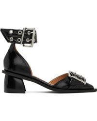 Ganni - Leather Buckle Heeled Pumps - Lyst