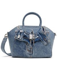 Givenchy - Blue Mini Antigona Lock Denim Bag - Lyst