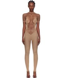 Poster Girl - Leaves Fishnet Jumpsuit - Lyst