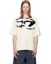 DIESEL - Off- Distressed Flocked Logo T-Shirt - Lyst