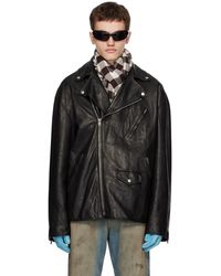 Acne Studios - Black Zip Leather Jacket - Lyst