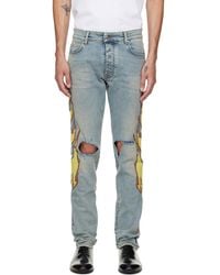 Amiri - Flames Emb Skinny Jeans - Lyst