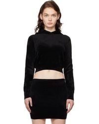 T By Alexander Wang - Cropped Zip-up Hoodie - Lyst