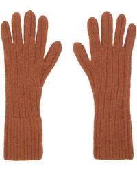 Dries Van Noten - Orange Ribbed Gloves - Lyst