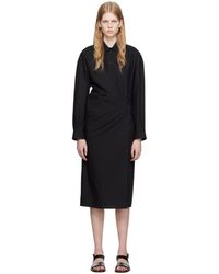 Lemaire - Black Straight Collar Twisted Midi Dress - Lyst
