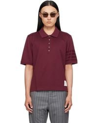 Thom Browne - Burgundy Jersey Ottoman 4-Bar Polo - Lyst