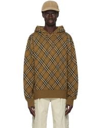 Burberry - ブラウン チェック ウール モヘアブレンド フーディ - Lyst