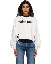 R13 - Off- 'Baby Girl' Cropped Crewneck Sweatshirt - Lyst