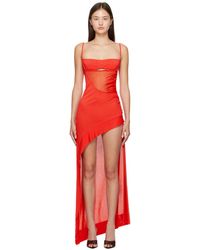 Mugler - Red Asymmetric Midi Dress - Lyst