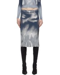 DIESEL - Blue & Gray M-ilan Midi Skirt - Lyst