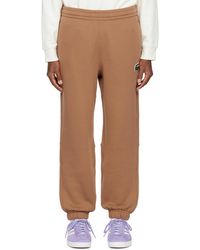 Lacoste - Brown Embroidered Lounge Pants - Lyst