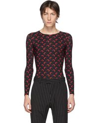 Marine Serre Ssense Exclusive Black And Red Moon Allover Long Sleeve T-shirt