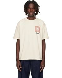 Rhude - T-Shirt Blanc Cassé À Logos Chevronnés - Lyst