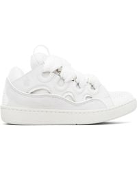 Lanvin - Off- Leather Curb Sneakers - Lyst