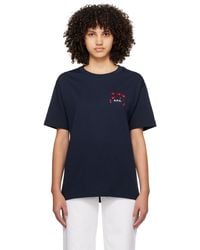 A.P.C. - T-shirt bleu marine à logo - Lyst