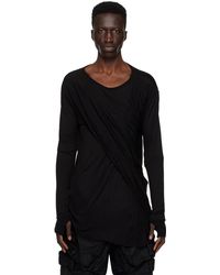 Julius - T-shirt à manches longues noir à assemblage drapé - permanent - Lyst