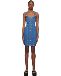 Moschino - Robe courte bleue en denim à boutons graphiques - Lyst