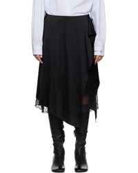 Acne Studios - ブラック レイヤード サテン ミディアムスカート - Lyst