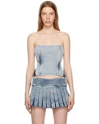 Dion Lee - Blue Darted Denim Corset - Lyst