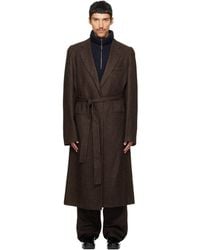 Maison Margiela - Belted Herringbone Wool Coat - Lyst
