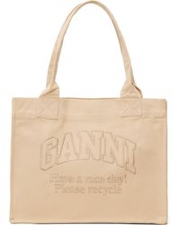 Ganni - Beige Large Easy Shopper Tote - Lyst