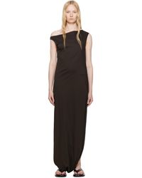 Ruohan - Robe Longue Brune À Assemblage Asymétrique - Lyst