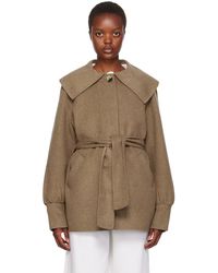 Ganni - Brown Relaxed-fit Coat - Lyst