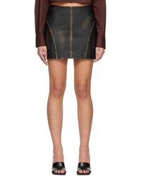 REMAIN Birger Christensen - Black Washed Leather Miniskirt - Lyst