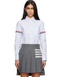 Thom Browne - Stripe Oxford Armband Round Collar Shirt - Lyst