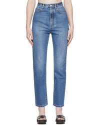Alaïa - Blue High-waist Straight Jeans - Lyst