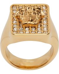 Versace - Gold Medusa Tiles Ring - Lyst