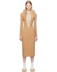 MM6 by Maison Martin Margiela - Taupe & Beige Hooded Maxi Dress - Lyst