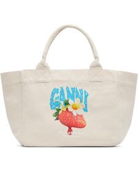 Ganni - Medium Trapeze Shopper Strawberry Print Tote - Lyst