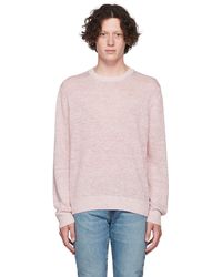 Vince - Pull rose en lin à col ras du cou - Lyst