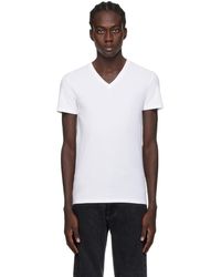 Zegna - T-shirt blanc à col en v - Lyst