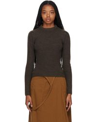 Lemaire - Brown Crewneck Sweater - Lyst