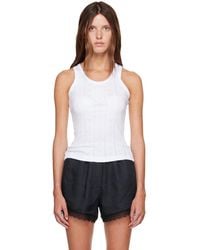Ganni - Compact Pointelle Rib Jersey Tank Top - Lyst