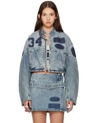 Ambush - Blouson De Style Motard Bleu En Denim - Lyst