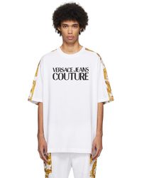 Versace - T-shirt blanc à motif watercolor couture - Lyst