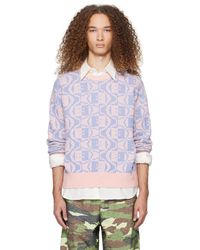 Acne Studios - Pull rose et bleu à motif en tricot jacquard - Lyst
