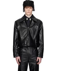 Kiko Kostadinov Murad Zip-up Leather Jacket in Black for Men