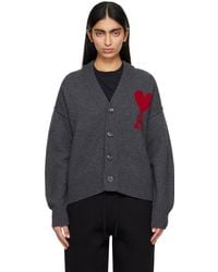 Ami Paris - Ami De Cour Virgin Wool Cardigan - Lyst