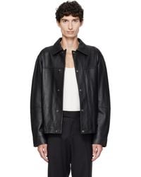 BOSS - Regular-Fit Metal Logo Buttons Leather Jacket - Lyst