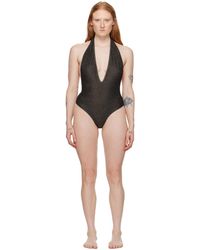 Palm Angels - Gold V-neck Swimsuit - Lyst