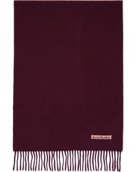 Acne Studios - Burgundy Narrow Fringe Wool Scarf - Lyst