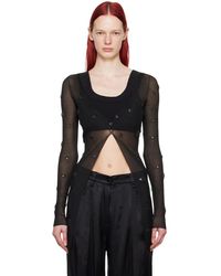 Alexander Wang - Cardigan noir en tricot côtelé - Lyst