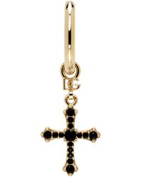 Dolce & Gabbana - Dolce&gabbana Gold & Black Cross Single Earring - Lyst