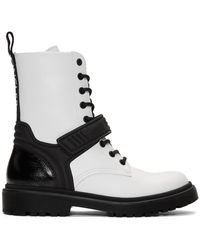 moncler patent leather combat boots