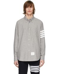 Thom Browne Grey 4-bar Solid Stripe Shirt - Gray