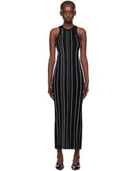 TOTEME - Robe débardeur midi noire en tricot côtelé à rayures tressées - Lyst